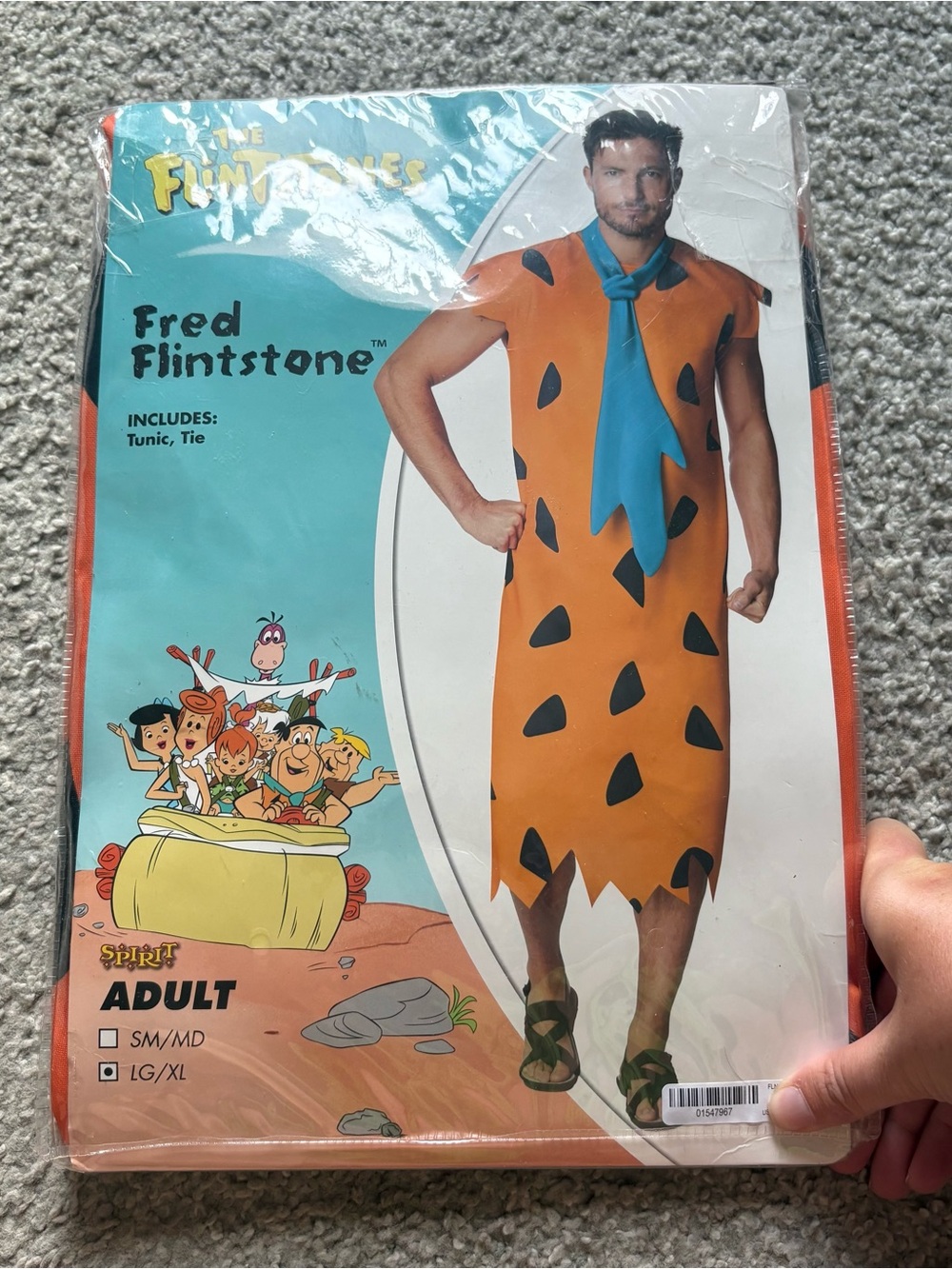 Fred Flintstone Adult Short Sleeve Tunic Shirt with Blue Tie Costume NEW Large